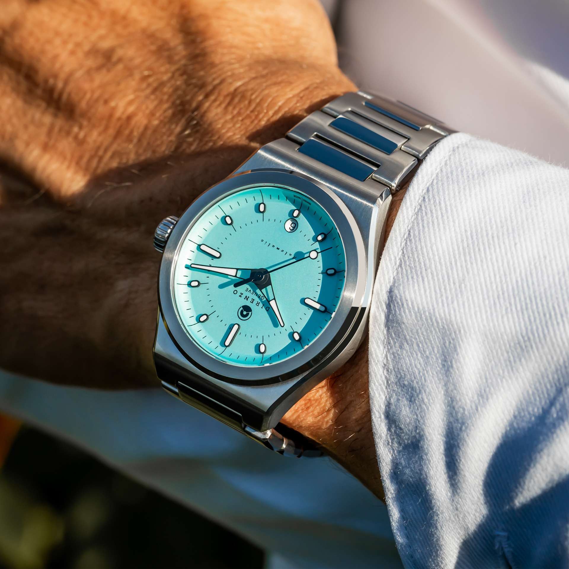 Direnzo DRZ-04 Mondial Light Blue (Tiffany) (extra black silicone strap)